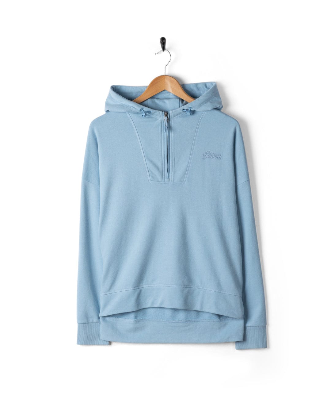 Kiera - Womens 1/4 Neck Pop Hoodie - Light Blue