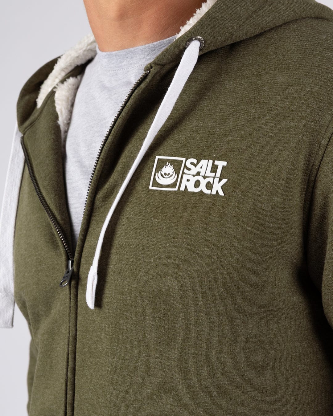 Saltrock Original - Mens Fur Lined Hoodie - Green