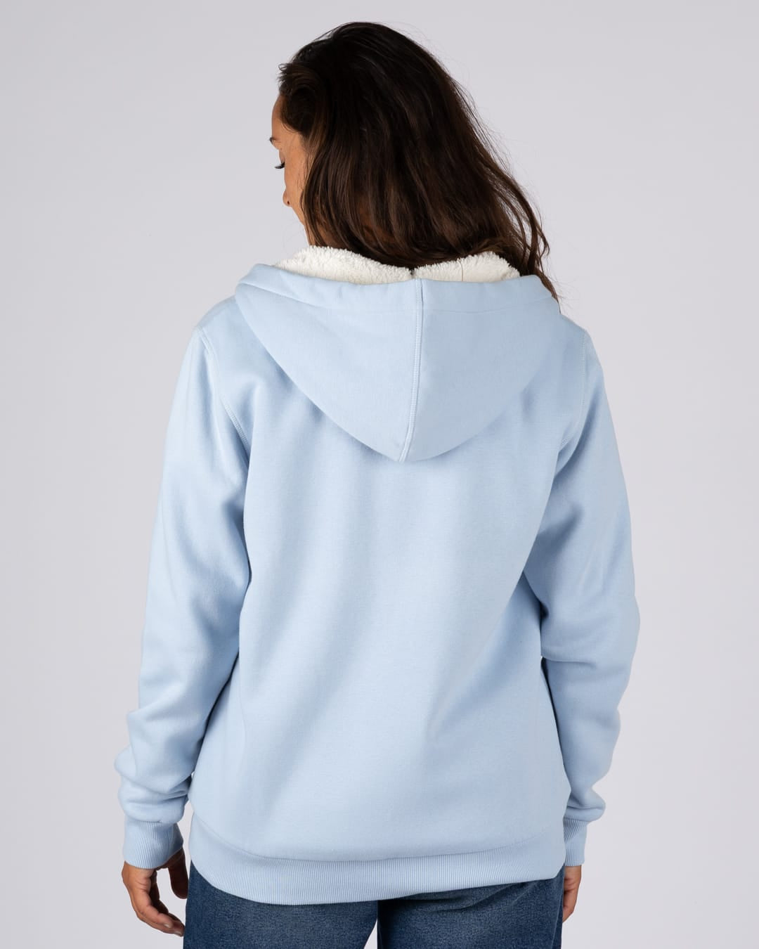 Essential Womens Borg Lined Hoodie In Light Blue