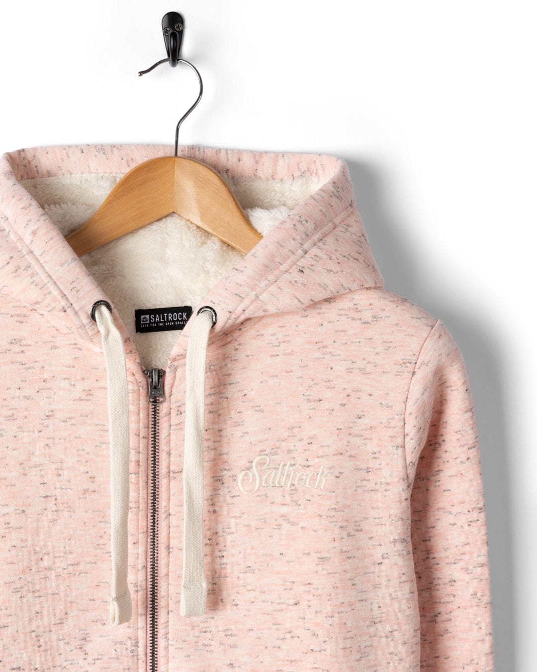 Trader Sleeve - Womens Borg Lined Hoodie - Light Pink