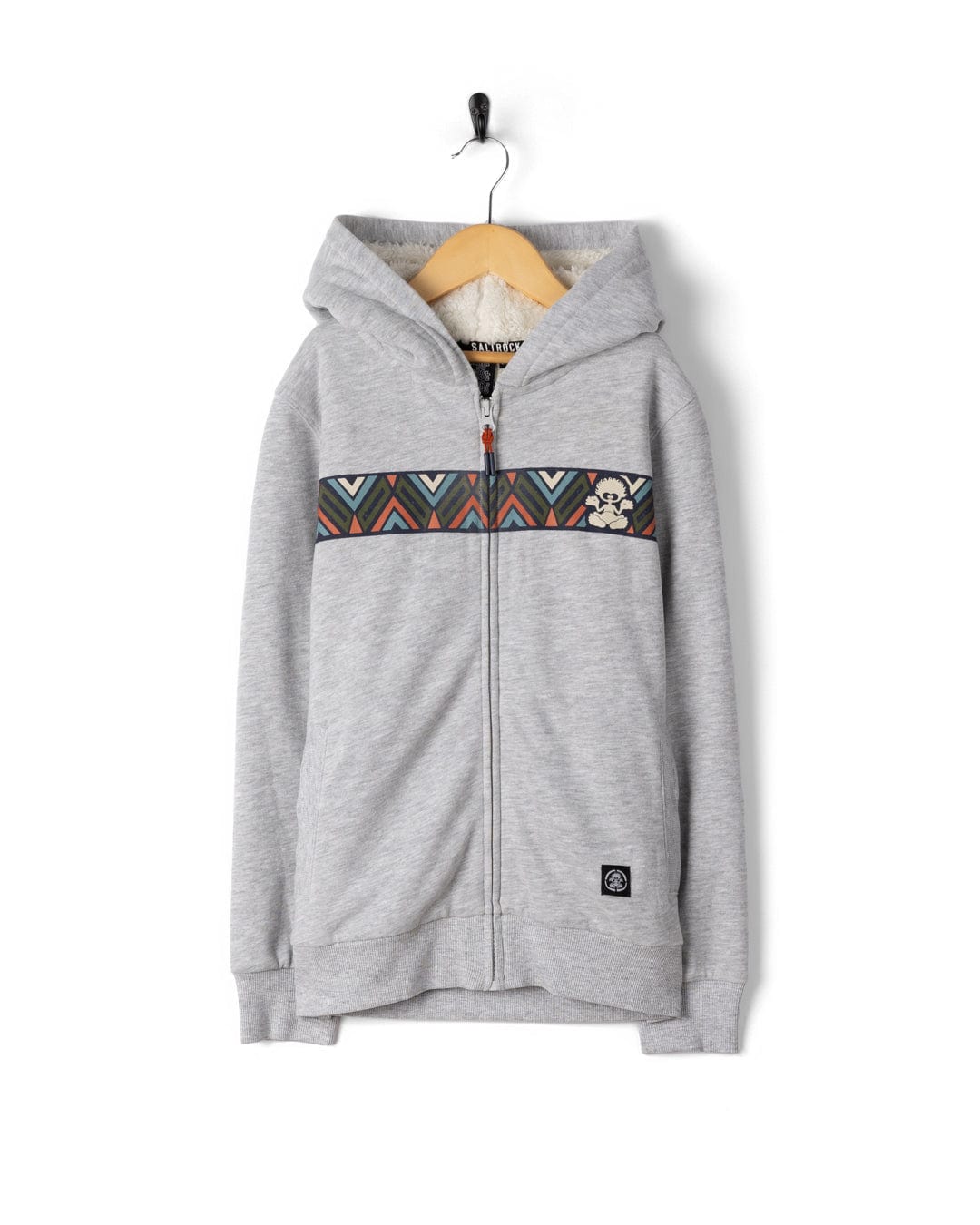 Treehouse Stripe - Kids Borg Lined Hood - Grey