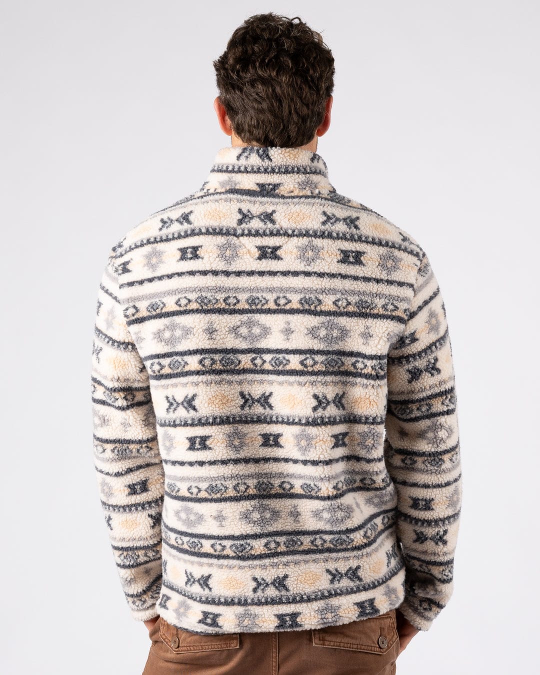 Morgan - Mens 1/4 Neck Borg Fleece - Cream
