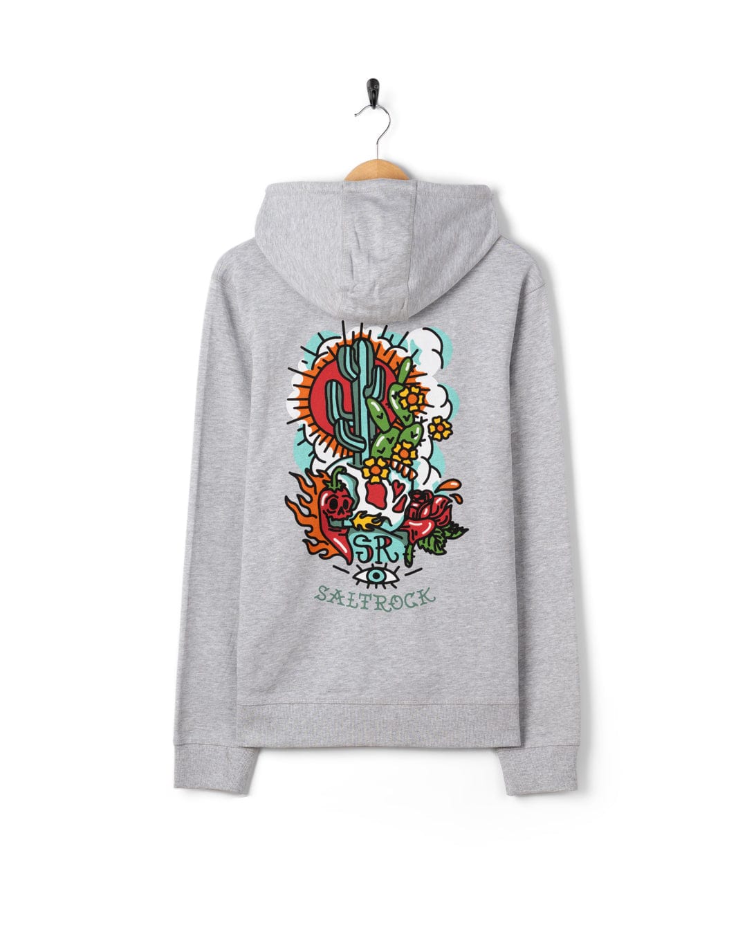 Cactus Tattoo - Mens Zip Hoodie - Grey