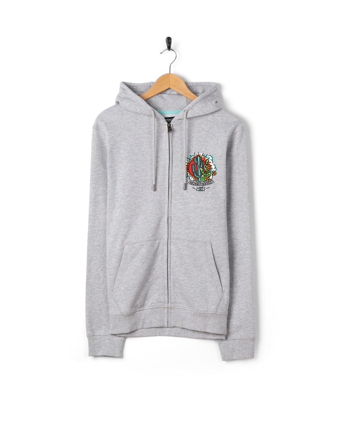 Cactus Tattoo - Mens Zip Hoodie - Grey
