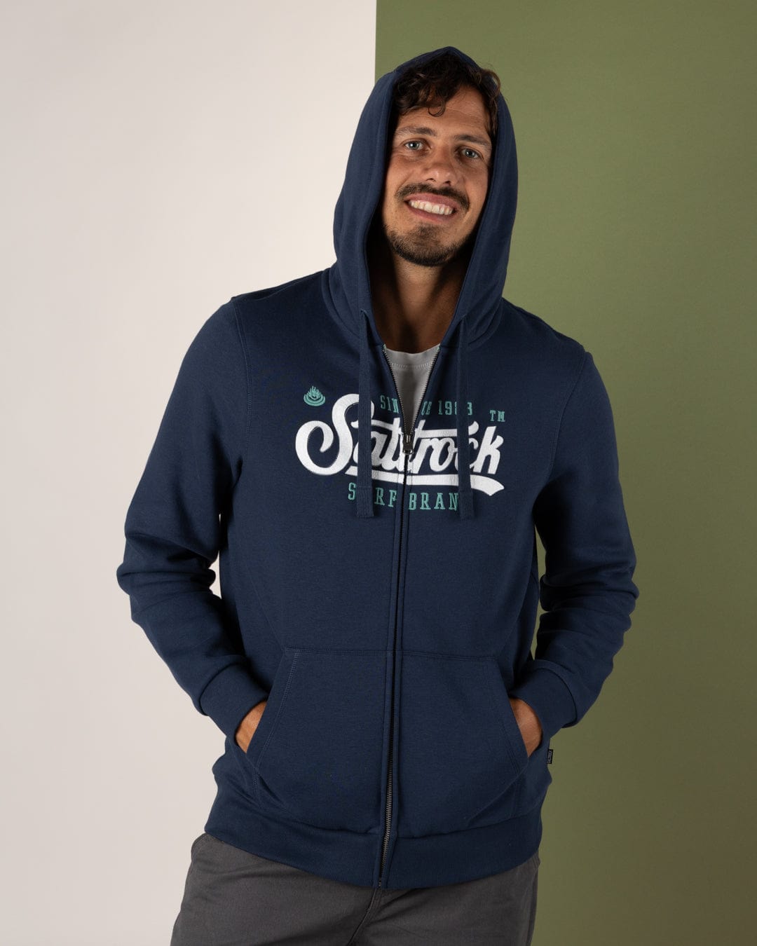 Pitcher Applique - Mens Zip Hoodie - Blue