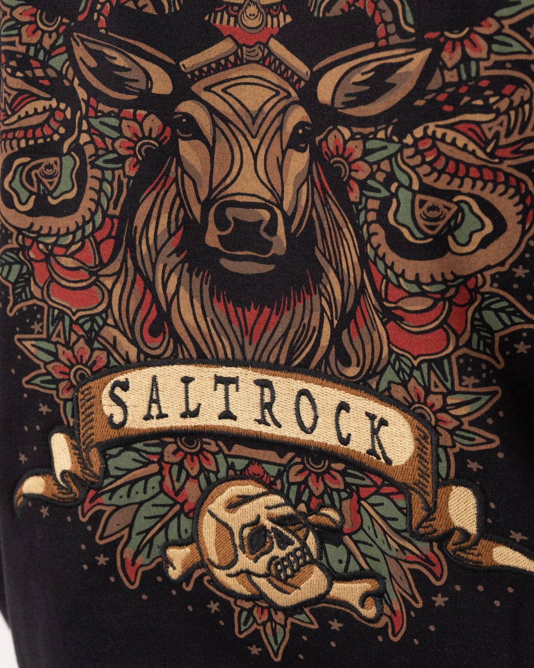 Stag Tattoo - Mens Zip Hood - Black