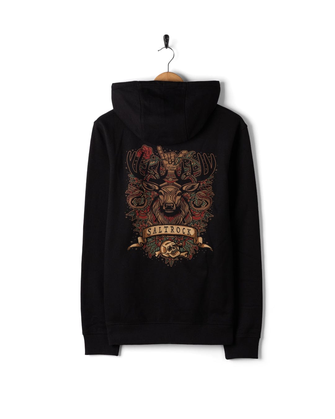 Stag Tattoo - Mens Zip Hood - Black