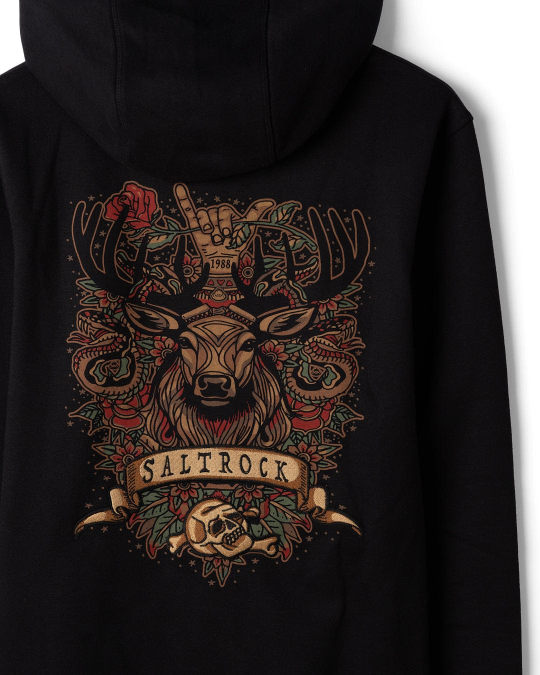 Stag Tattoo - Mens Zip Hood - Black