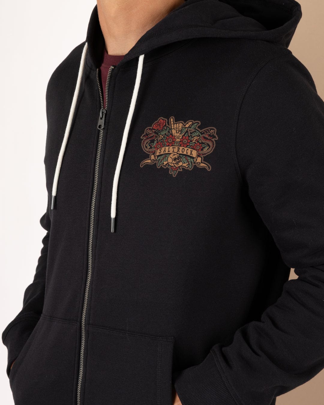 Stag Tattoo - Mens Zip Hood - Black