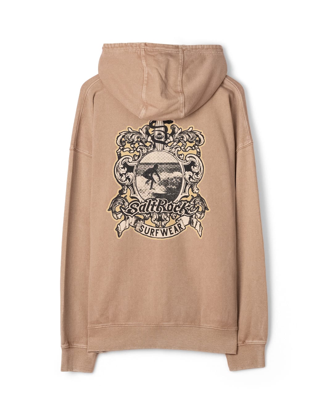 Heraldic Surf Mens Oversized Zip Hoodie In Brown