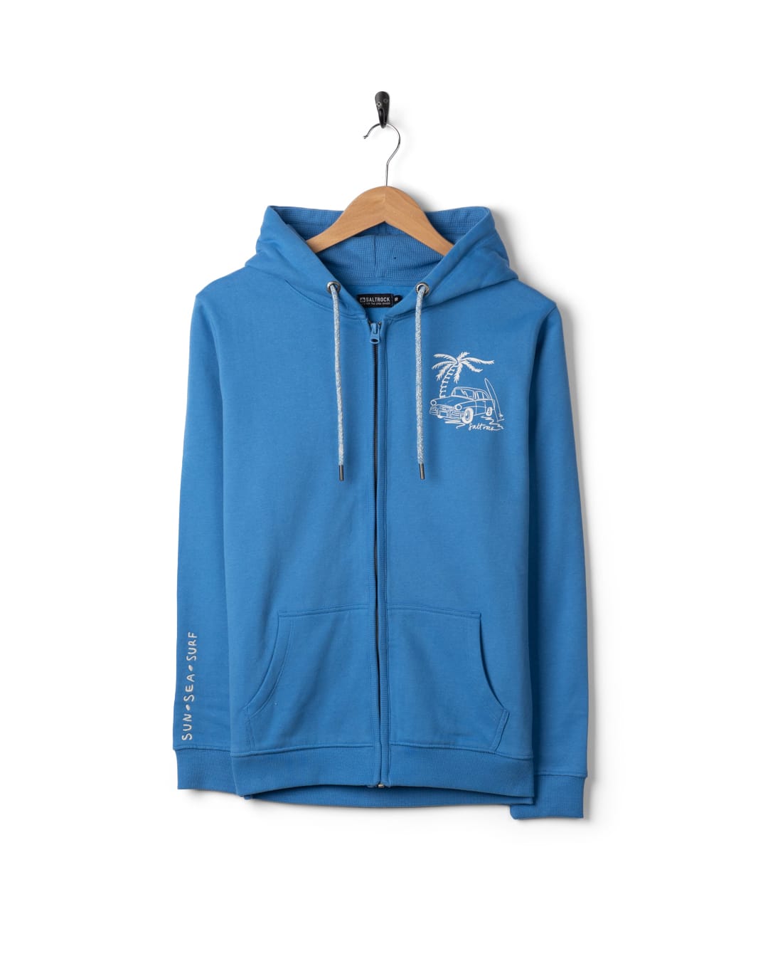Driver Womens Zip Through Hoodie in Bright Blue