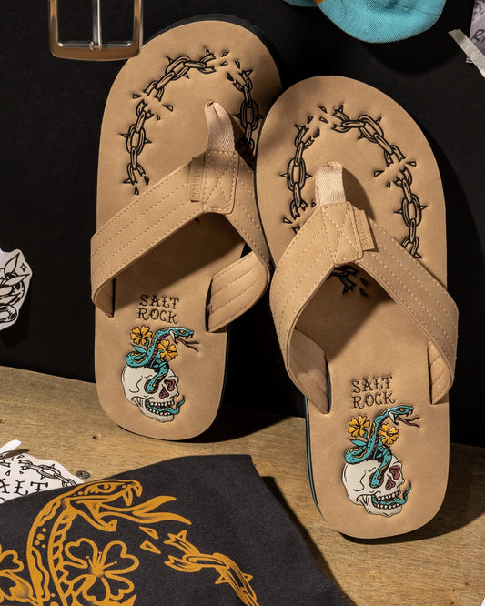 Yesterdays Youth Mens Flip Flops in Beige