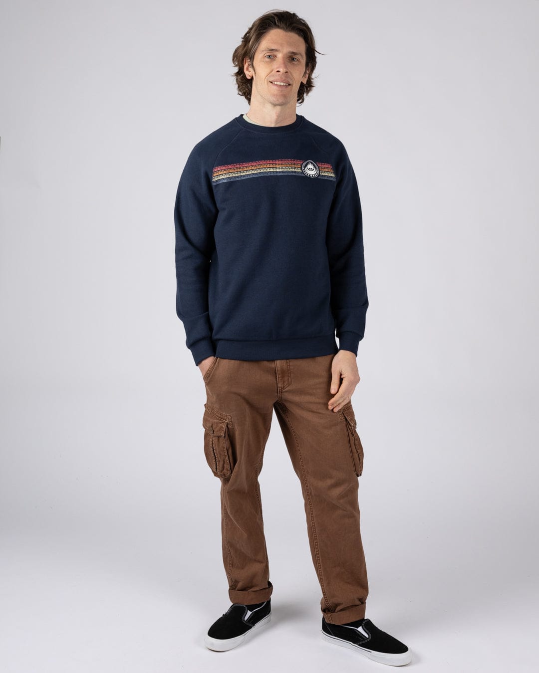 Tribal Stripe Mens Sweatshirt in Blue