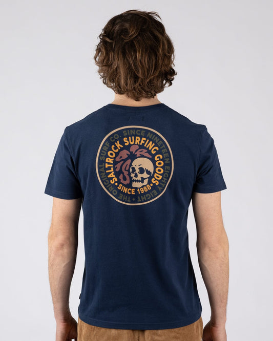 Trail Badge Print - Mens Short Sleeve T-Shirt- Blue