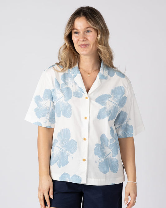 Mandaram Womens Short Sleeve Shirt in Cream