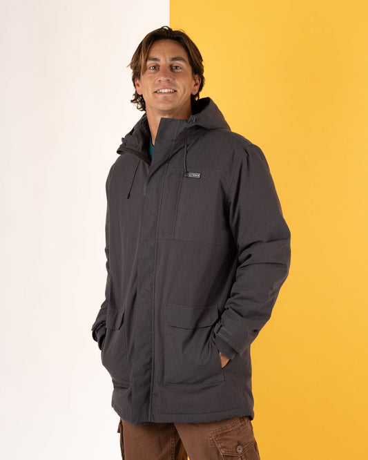 Linden Mens Water Resistant Coat in Dark Grey