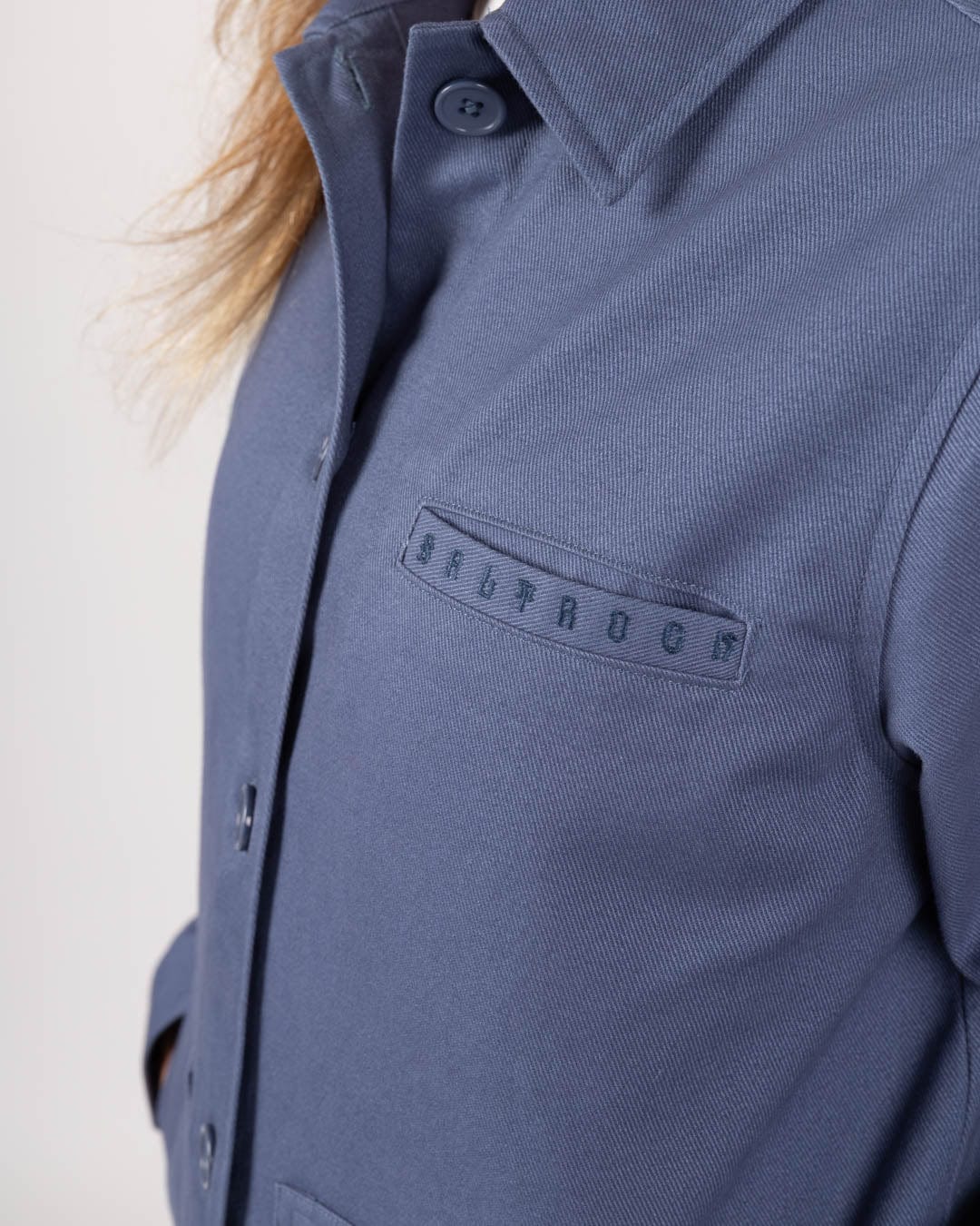 Peta - Womens Lightweight Canvas Shacket - Blue