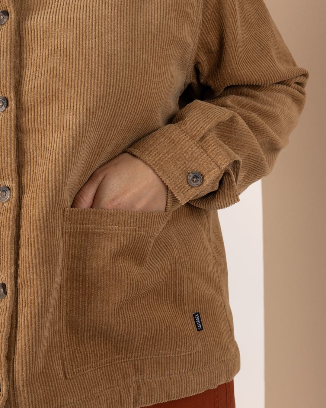 Lola - Womens Corduroy Shacket - Brown