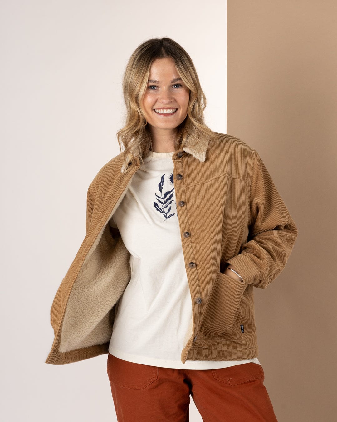 Lola - Womens Corduroy Shacket - Brown