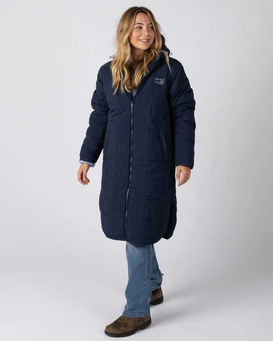 Montana Womens Long Water Resistant Coat in Blue