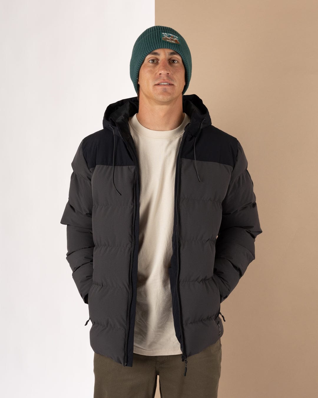 Dune - Mens Water Resistant Padded Jacket - Black/Grey