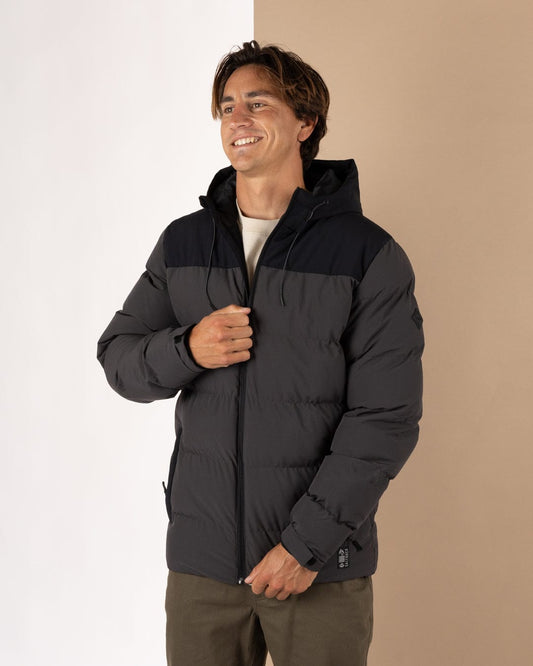 Dune Mens Water Resistant Padded Jacket in Black/Grey