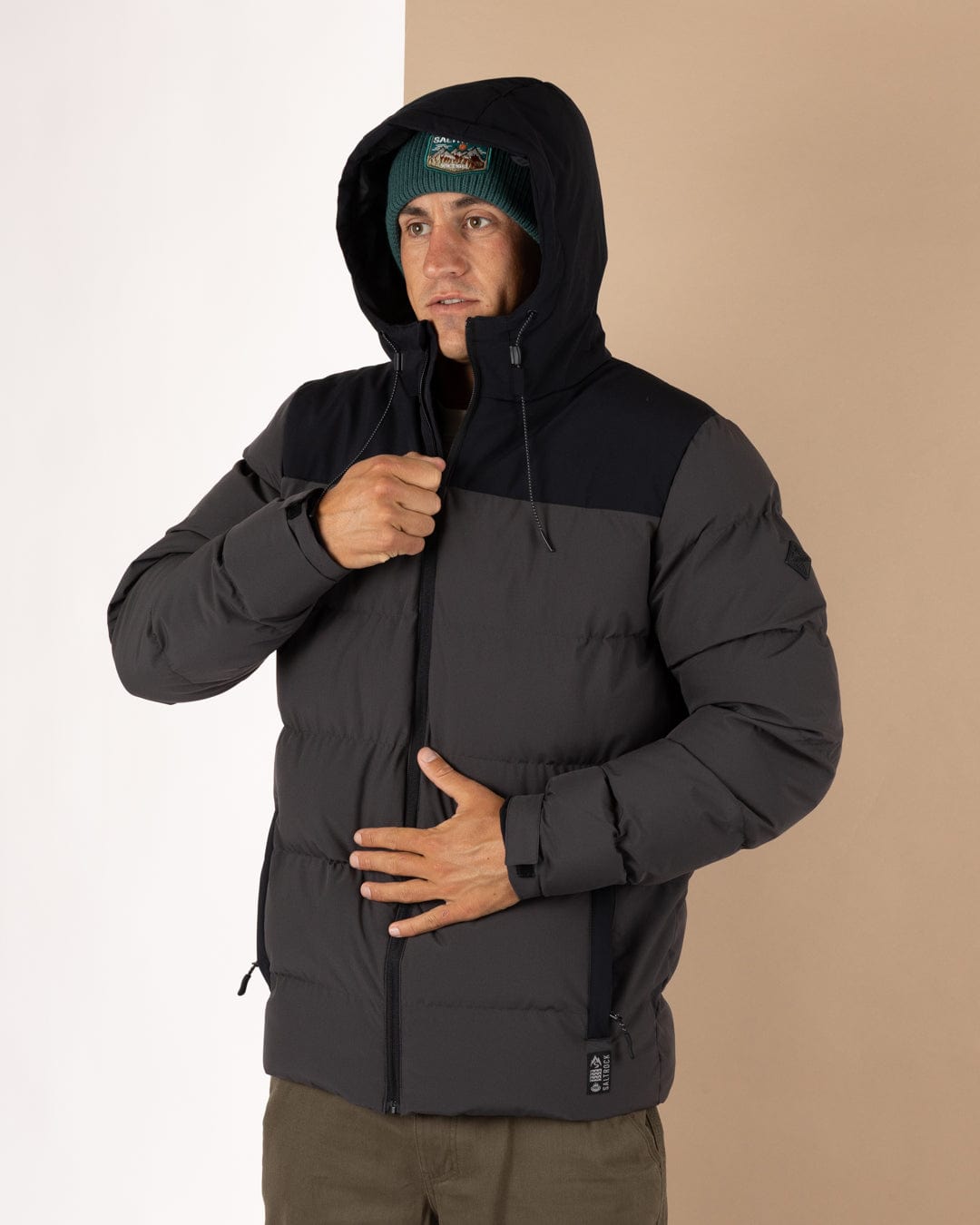 Dune - Mens Water Resistant Padded Jacket - Black/Grey