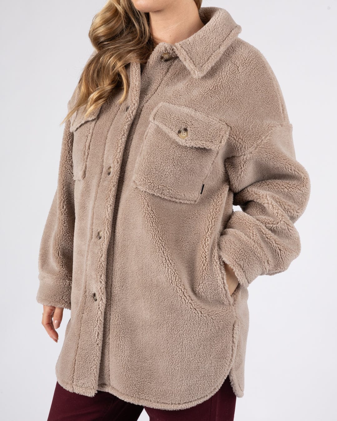 Laurie - Womens Borg Coat - Cream
