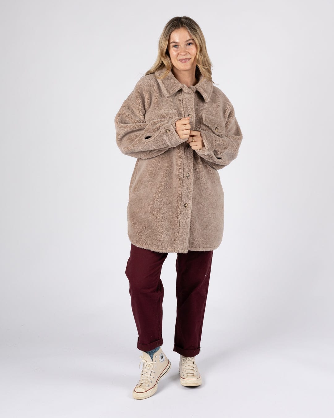 Laurie - Womens Borg Coat - Cream