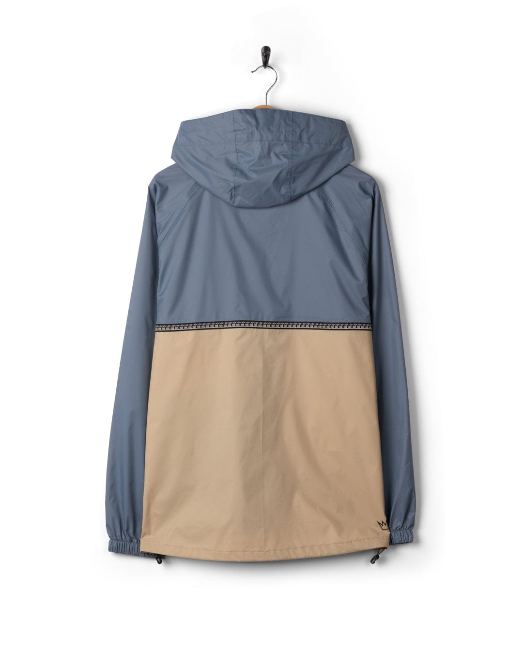 Rainer Tribal Mens Waterproof Packable Rain Jacket in Blue/Beige