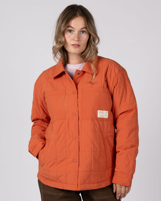 Dione Womens Quilted Water Resistant Jacket in Orange