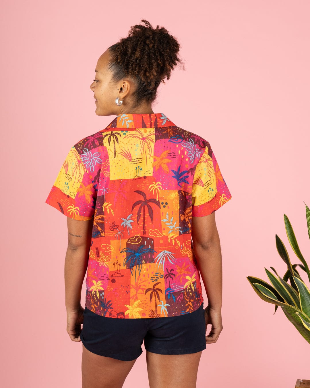 Palm Block - Womens Short Sleeve Shirt - Multi
