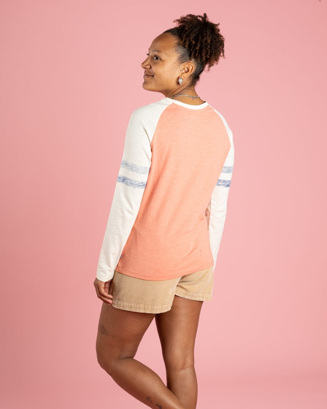Ocean Rise Womens Long Sleeve Raglan T-Shirt in Coral