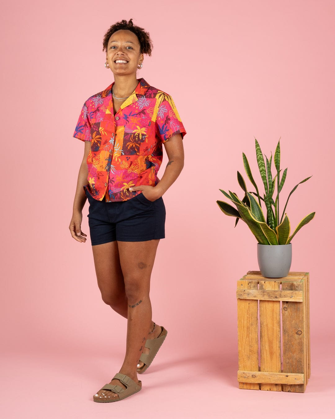 Palm Block - Womens Short Sleeve Shirt - Multi