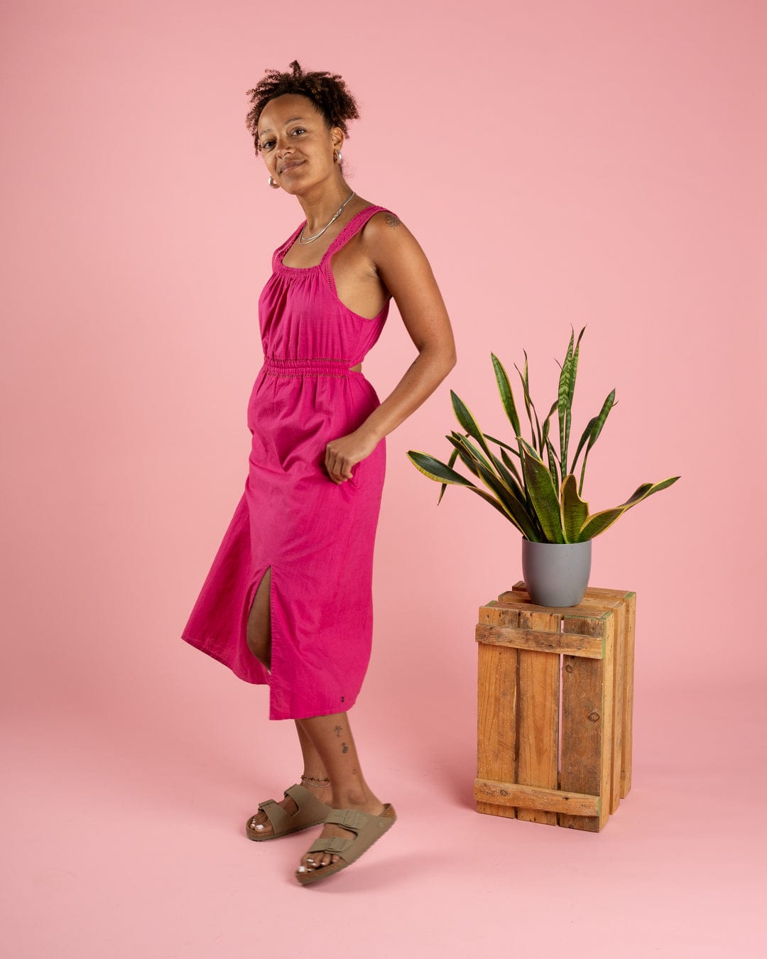 Renette - Womens Midi Dress - Pink