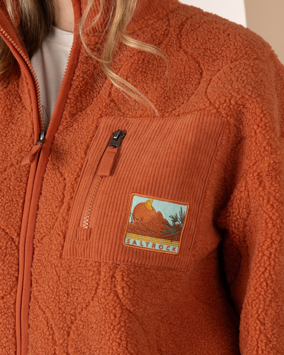 Jarvis - Womens Jacquard Zip Fleece - Orange