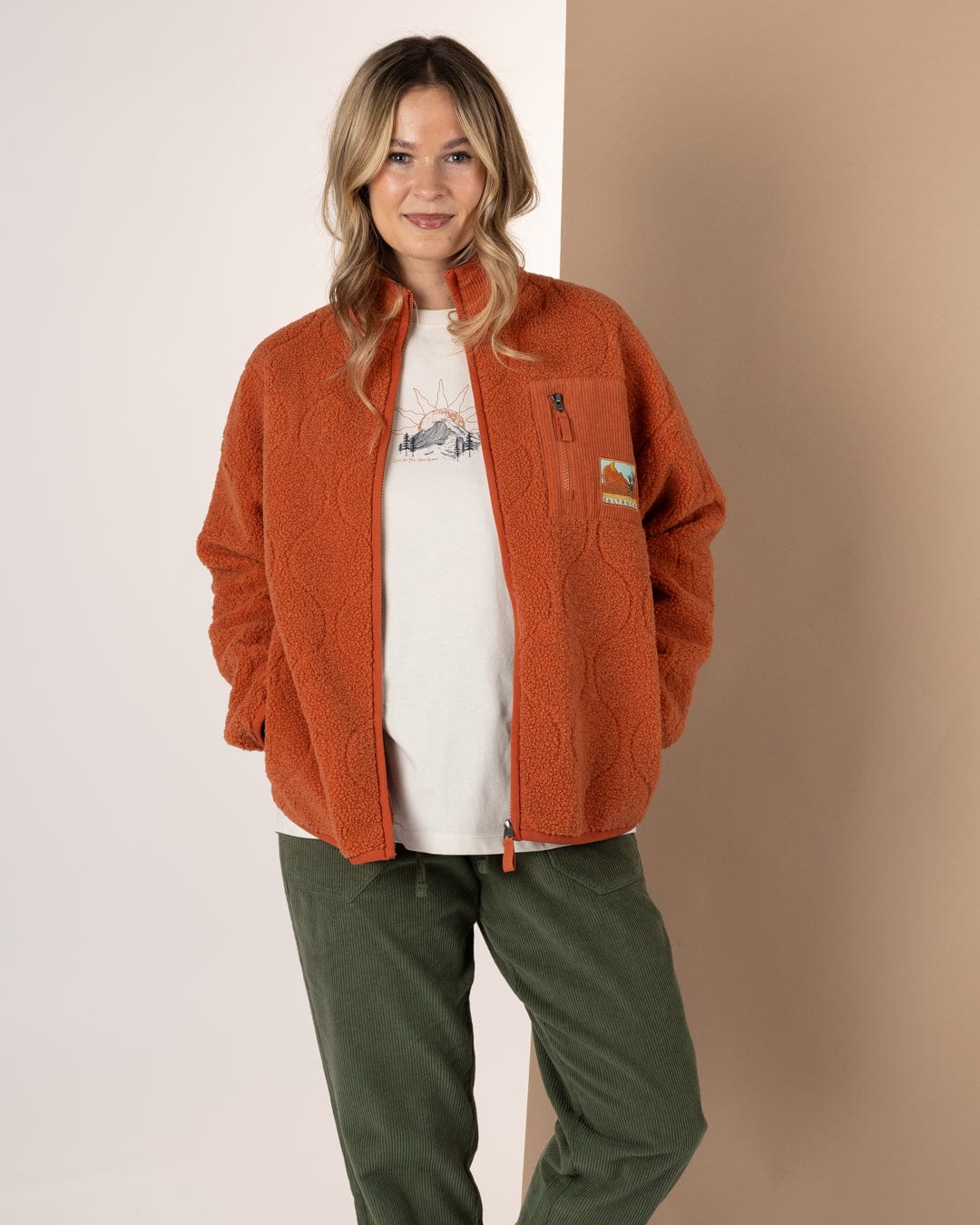 Jarvis - Womens Jacquard Zip Fleece - Orange
