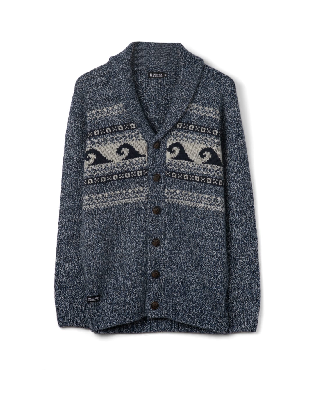 Winter Waves Mens Knitted Cardigan in Blue