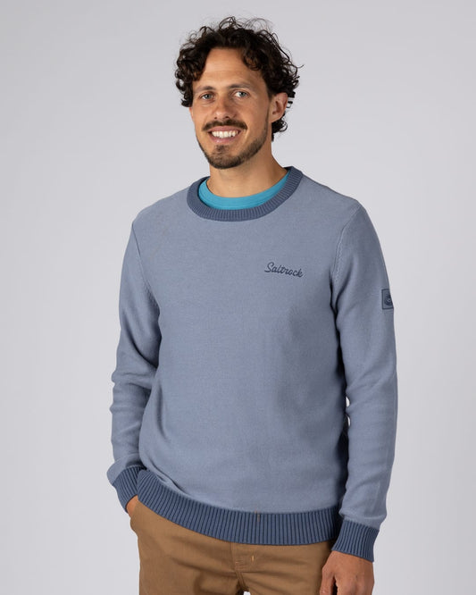 Callum Mens Knitted Jumper in Blue