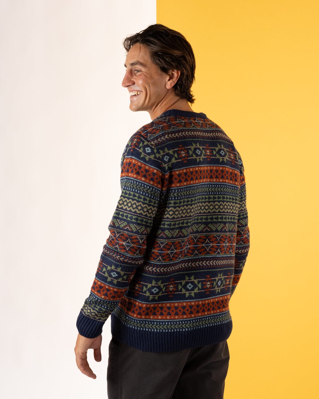 Treehouse Knit - Mens Patterned Jumper - Blue
