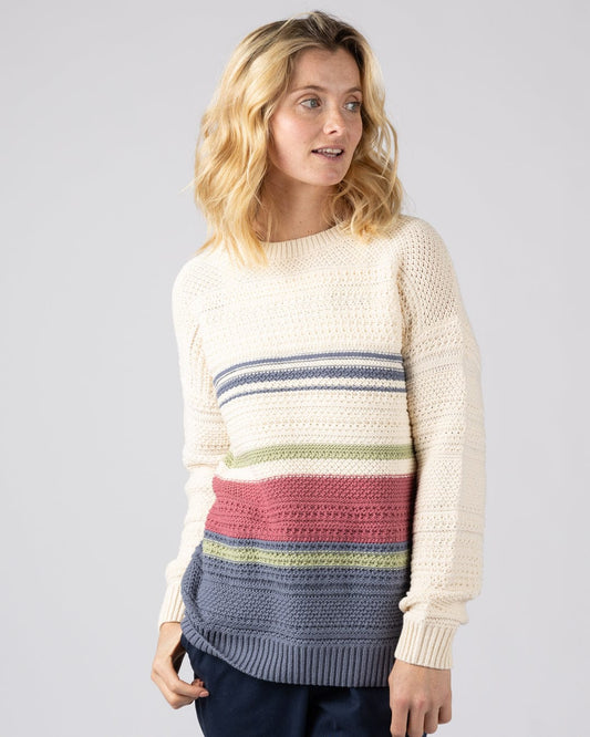 Sable Womens Long Sleeve Jumper in Cream