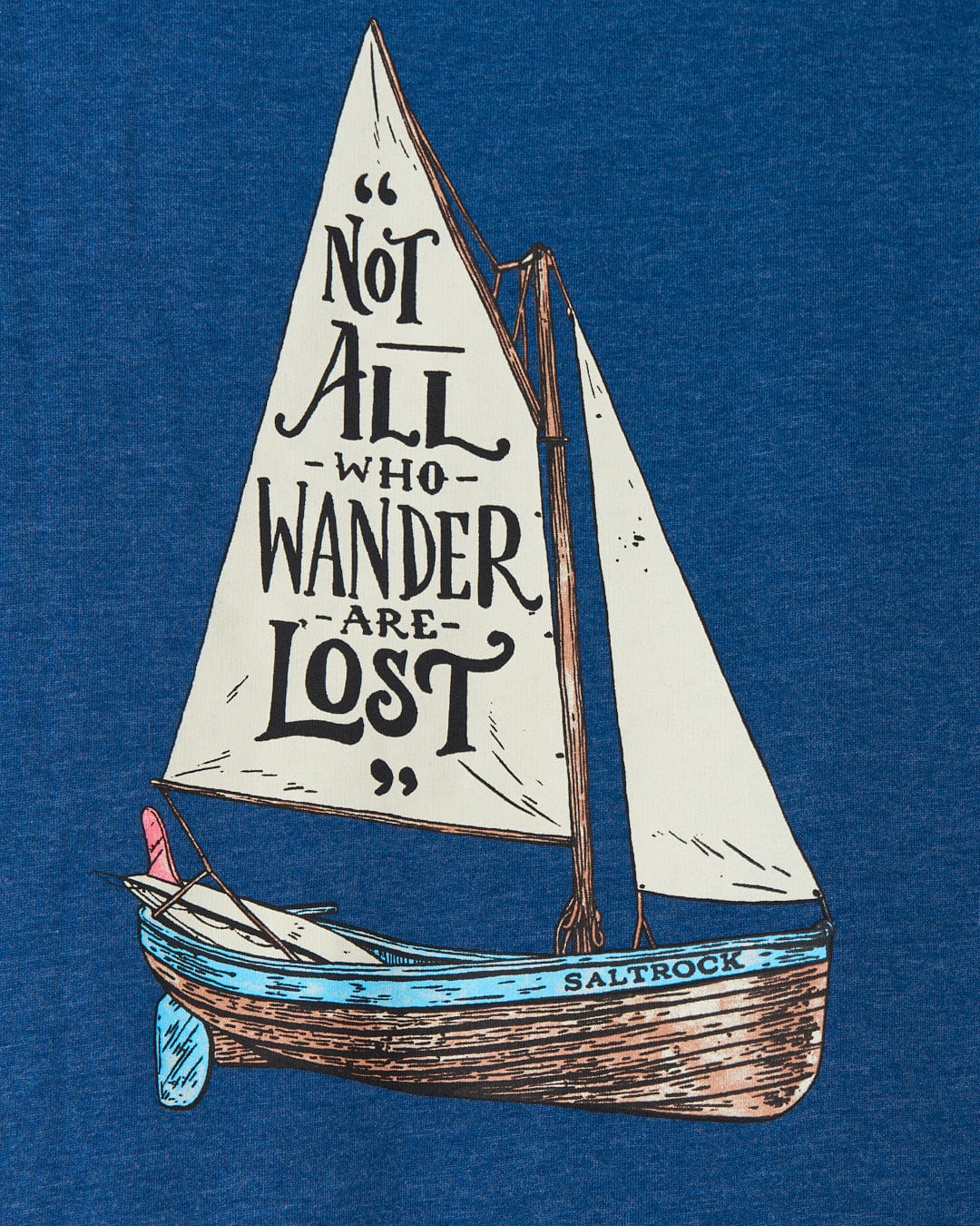 Saltrock Lost Ships - Mens Pop Hoodie - Blue Marl with draw cord hood.