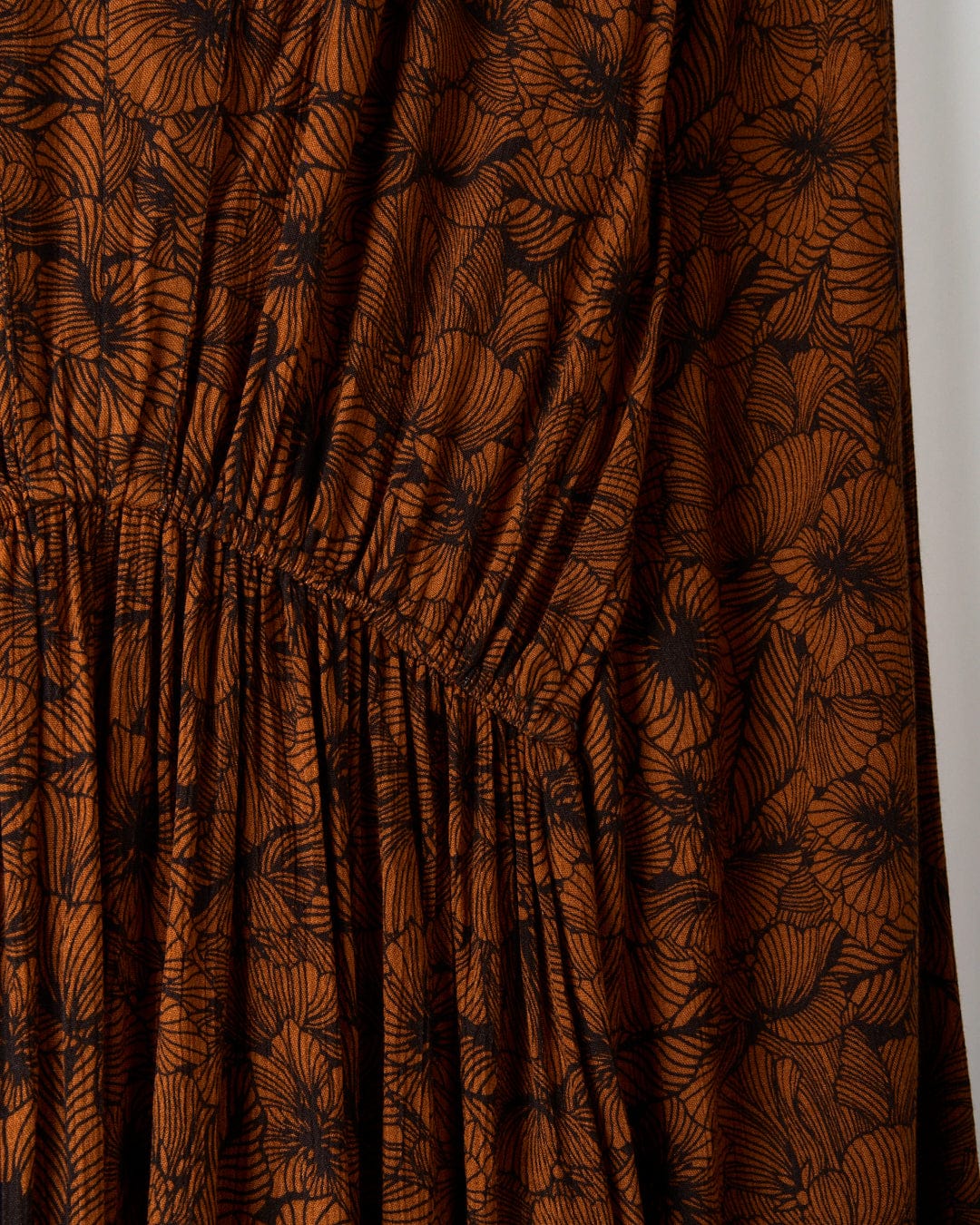 Lowry - Womens Midi Floral Dress - Dark Orange