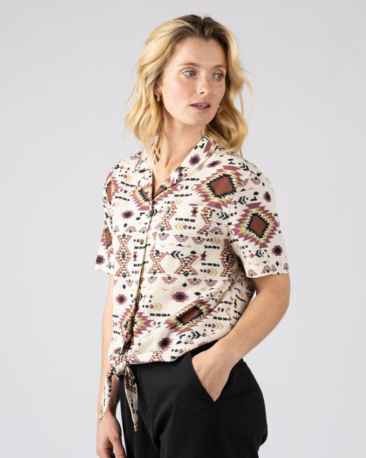 Sabina Womens Short Sleeve Shirt in Cream