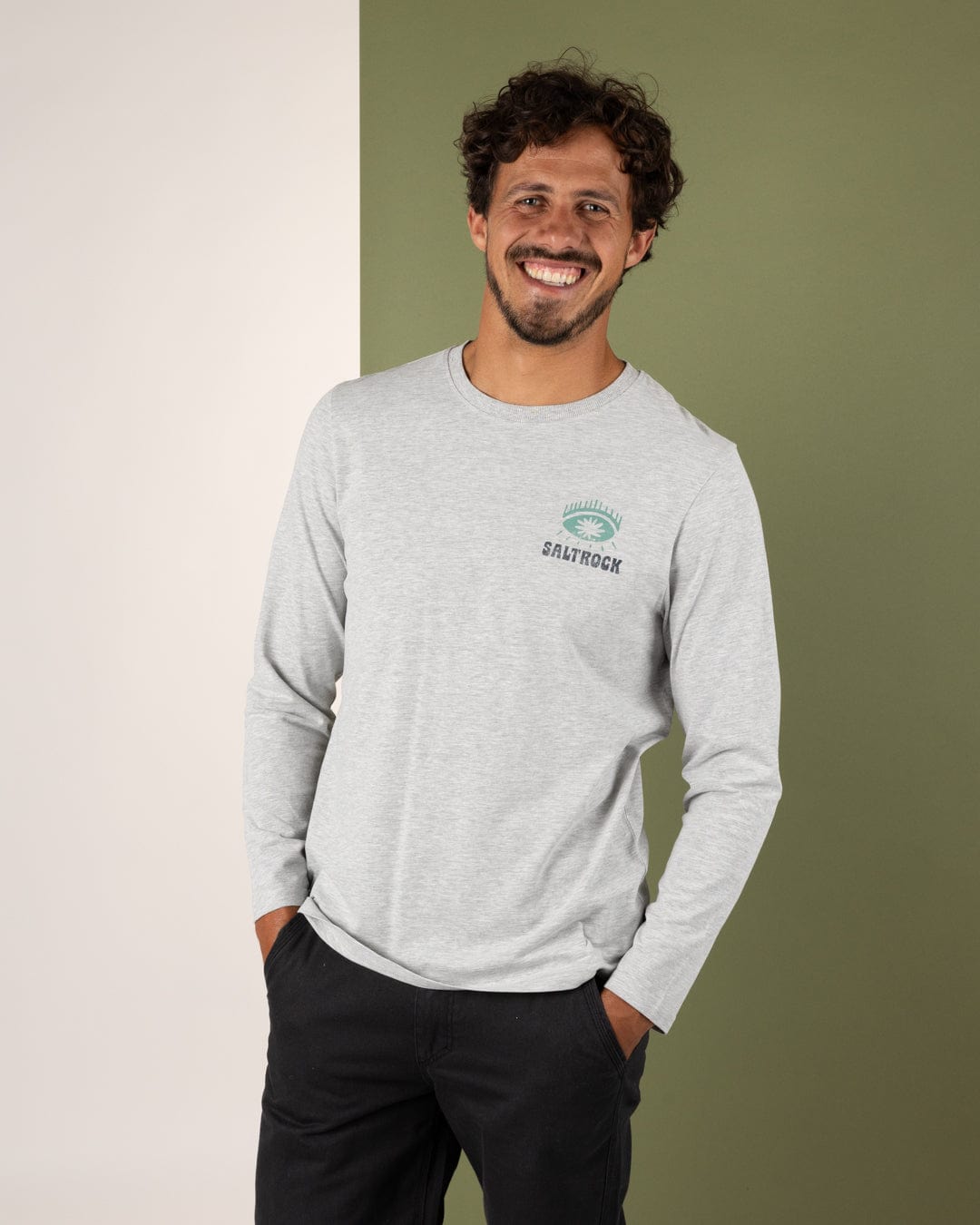 Block Icons Gradient - Mens Long Sleeve T-Shirt - Grey