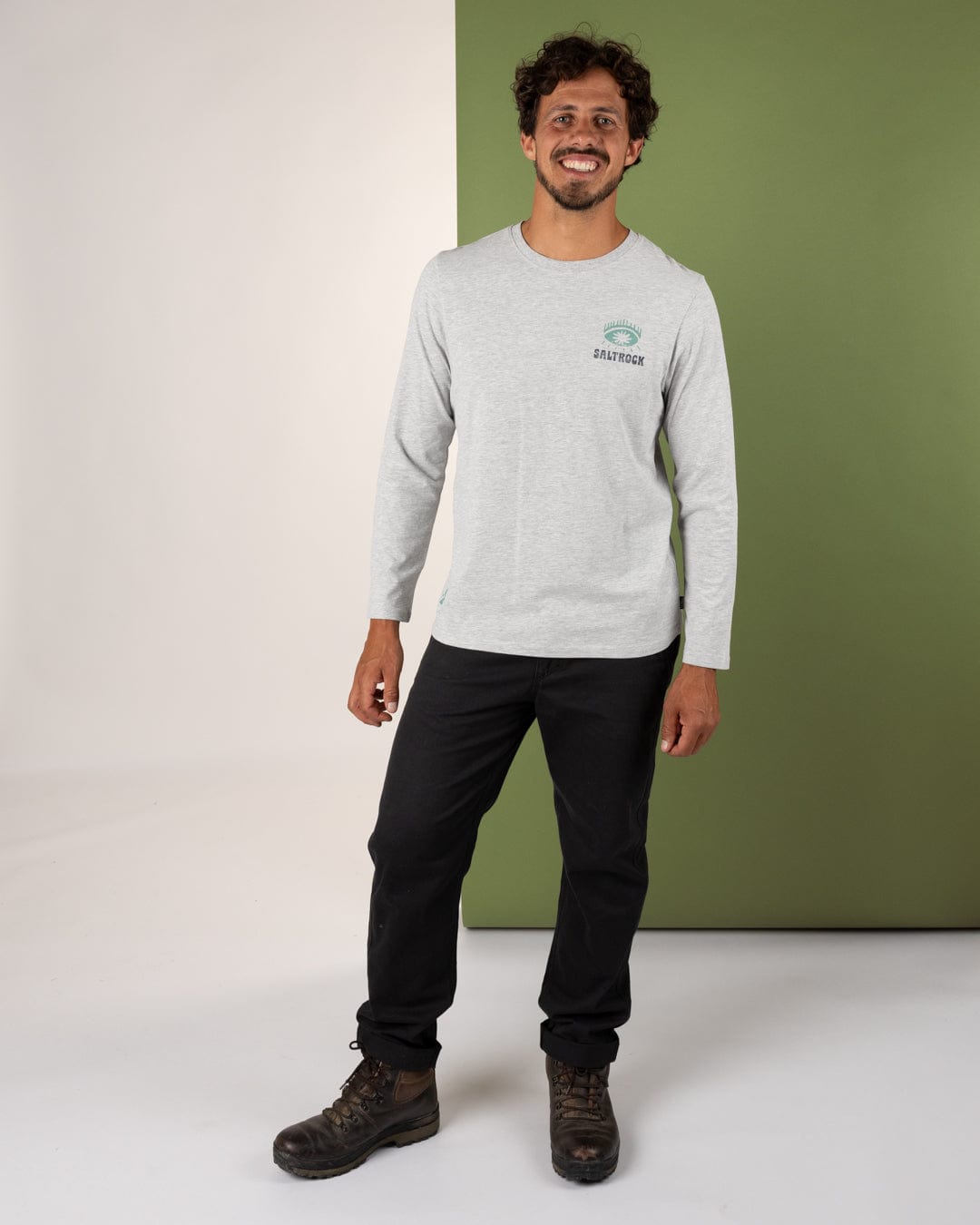 Block Icons Gradient - Mens Long Sleeve T-Shirt - Grey