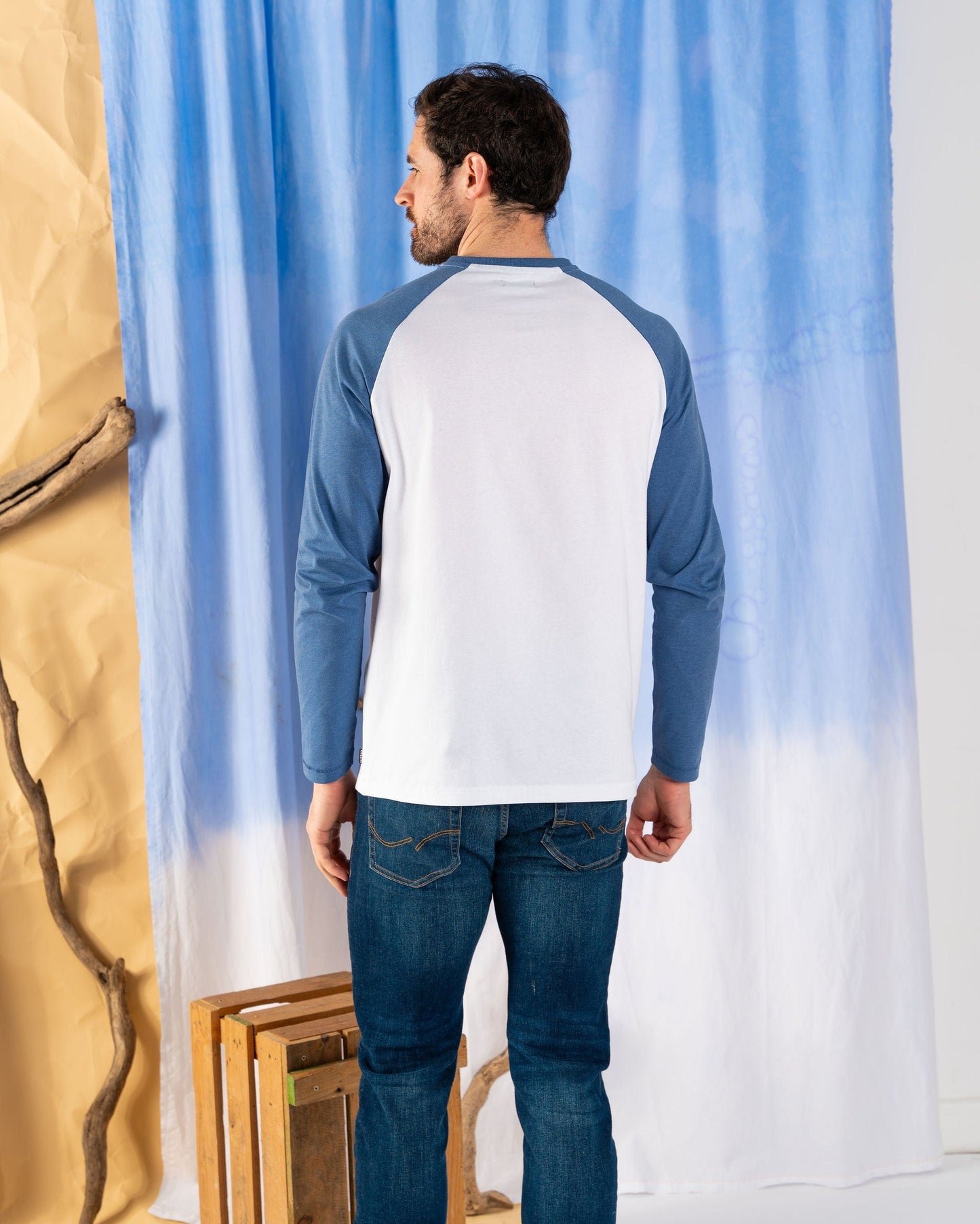 Ac Highway Mens Long Sleeve Raglan T-Shirt in Blue/White