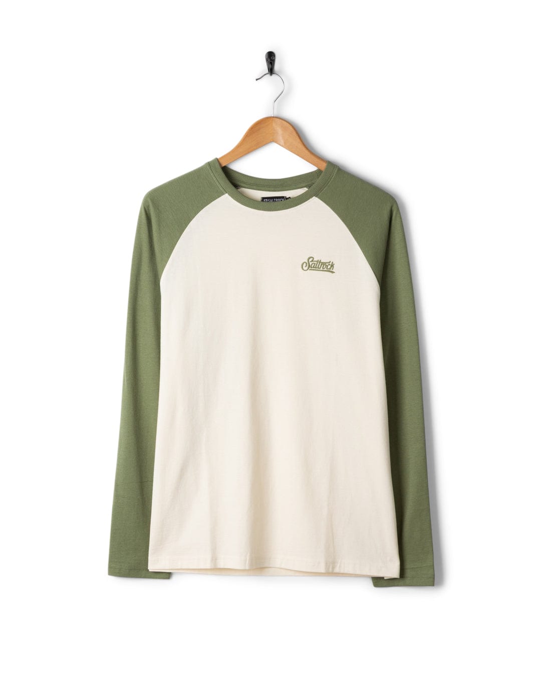 Pitcher Embroidery - Mens Raglan Long Sleeve T-Shirt - Green