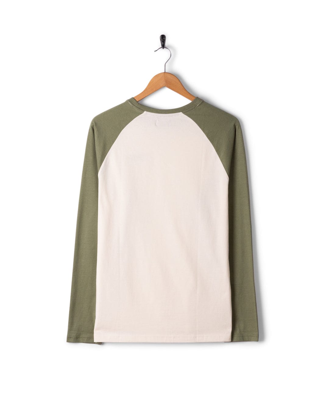 Pitcher Embroidery - Mens Raglan Long Sleeve T-Shirt - Green