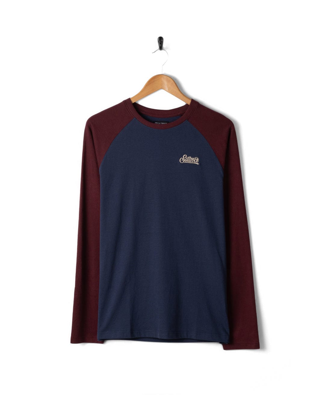 Pitcher Embroidery - Mens Raglan Long Sleeve T-Shirt - Dark Purple